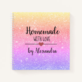 Modern regnbåge glitter Homemade med kärlek Notebo