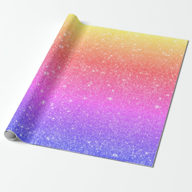 Modern regnbåge glitter presentpapper (Utrullad)