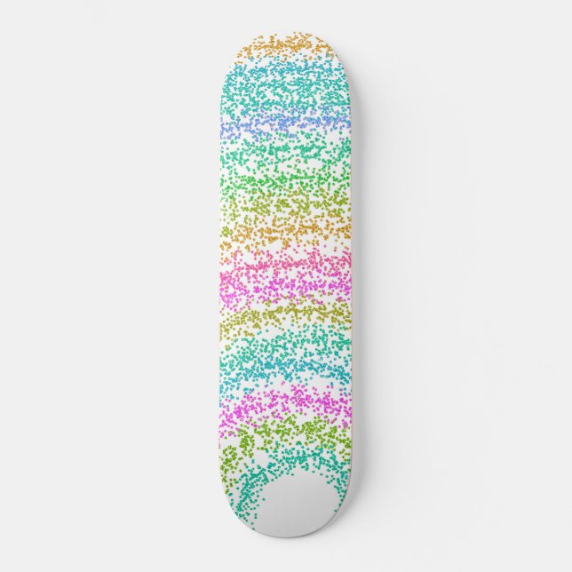 Modern regnbåge Glitter-punktsdesign Mini Skateboard Bräda 18,5 Cm (Framsida)