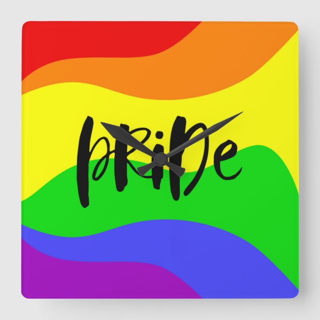 Modern regnbåge i Pridet Fyrkantig Klocka (Framsida)