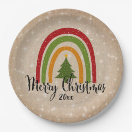 Modern regnbåge Julgran 20xx, lägg till år 9 tum