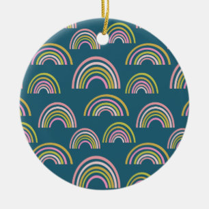 Modern regnbåge Mönster-design i blå Helgdag Julgransprydnad Keramik