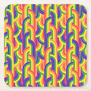 Modern regnbåge Mönster Underlägg Papper Kvadrat