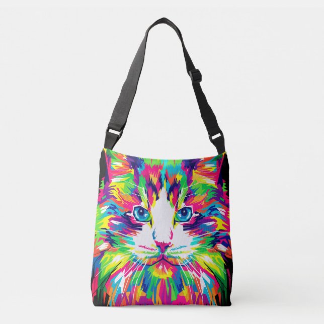 Modern Regnbåge Pop Art Katt Väskor (Framsida)