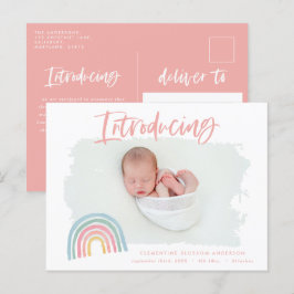 Modern regnbåge rosa gir som introducerar fotoföds meddelande vykort