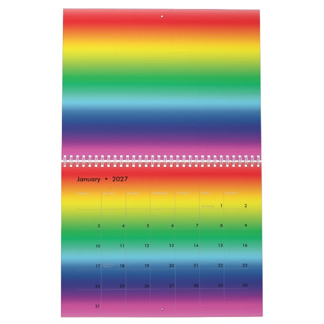 Modern regnbåggradient färg Lgbt flagga gay pride Kalender (Jan 2027)