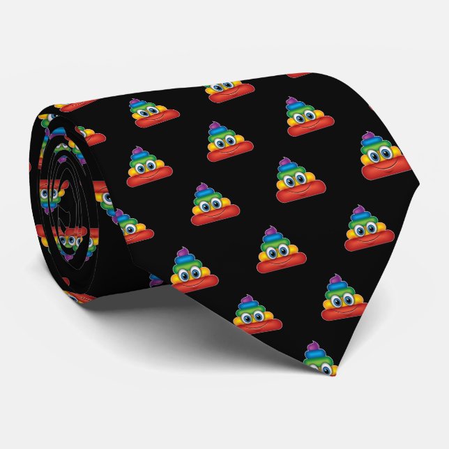 Modern regnbågs bajs-emoji slips (Rullad)