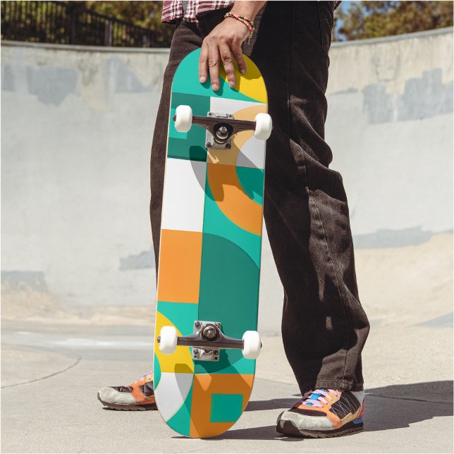 Modern regnbågsfärgad geometrisk Mönster Mini Skateboard Bräda 18,5 Cm (Skapare uppladdad)