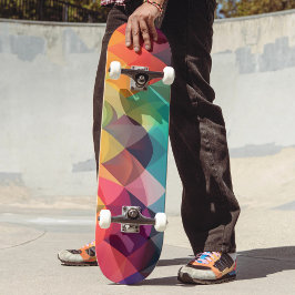 Modern regnbågsfärgad geometrisk Mönster Mini Skateboard Bräda 18,5 Cm