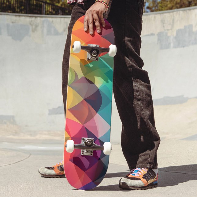 Modern regnbågsfärgad geometrisk Mönster Mini Skateboard Bräda 18,5 Cm (Skapare uppladdad)
