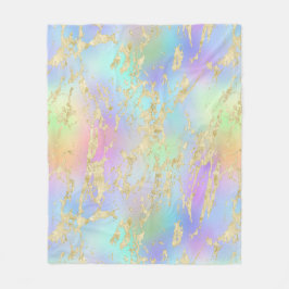 Modern regnbågsgradient och Guld Marble Mönster Fleecefilt