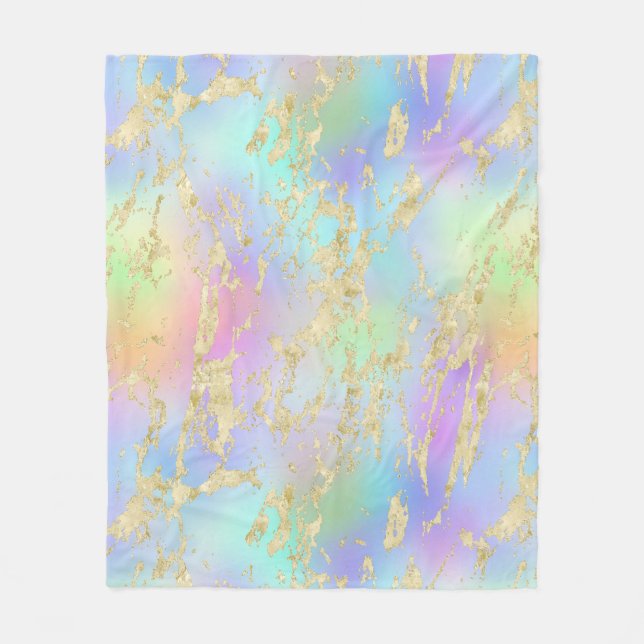 Modern regnbågsgradient och Guld Marble Mönster Fleecefilt (Framsidan)