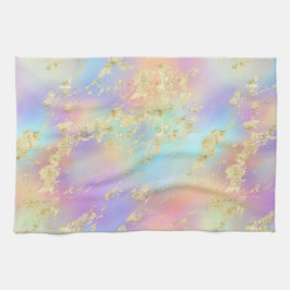 Modern regnbågsgradient och Guld Marble Mönster Kökshandduk