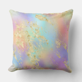 Modern regnbågsgradient och Guld Marble Mönster Kudde