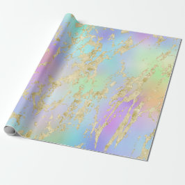 Modern regnbågsgradient och Guld Marble Mönster Presentpapper