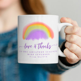 Modern regnskolelärare tack kaffemugg