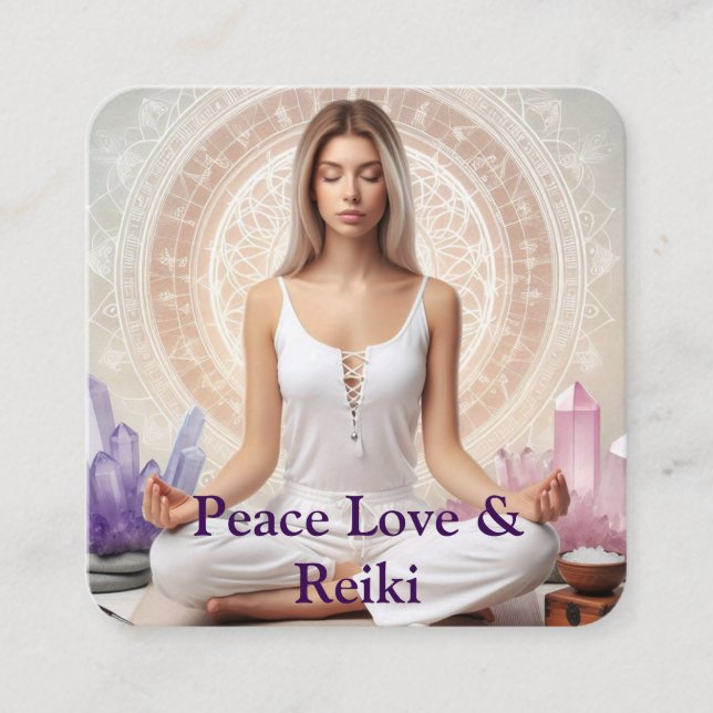 Modern Reiki Love Chakra Spiritual Meditation Fyrkantigt Visitkort (Framsida)