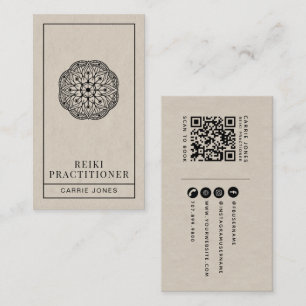 Modern Reiki-utövare Mandala QR-kod Visitkort
