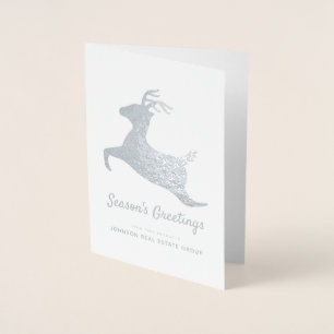 Modern Reindeer Sillhouette Holiday Greetings Folierat Kort