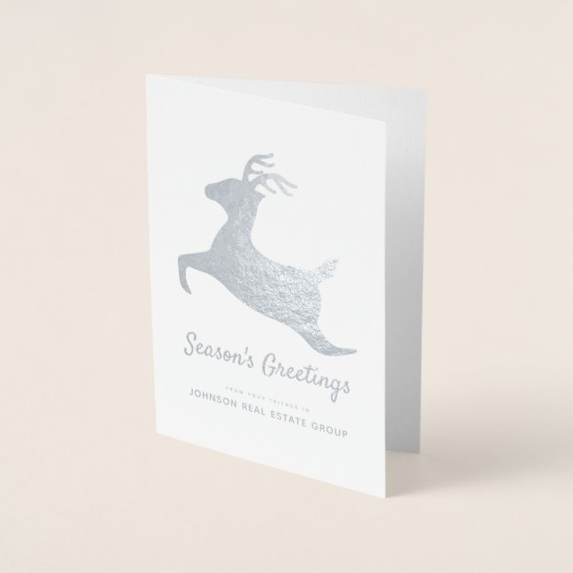 Modern Reindeer Sillhouette | Holiday Greetings Folierat Kort (Framsida)