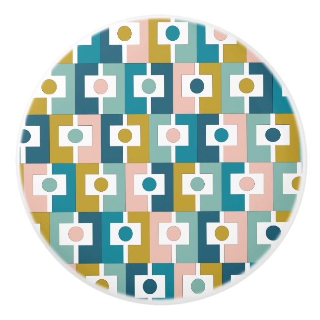 Modern Rektangel Geometric Mönster i mitten av årh Knopp (Framsidan)