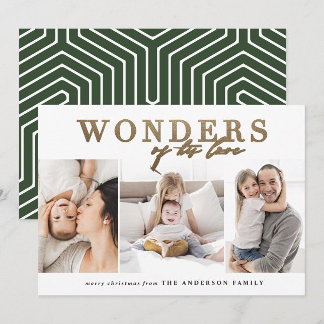 Modern religiös chic guld flerbilder jul julkort (Fram/baksida)