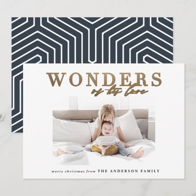 Modern religiös chic guld multi foto jul julkort (Fram/baksida)