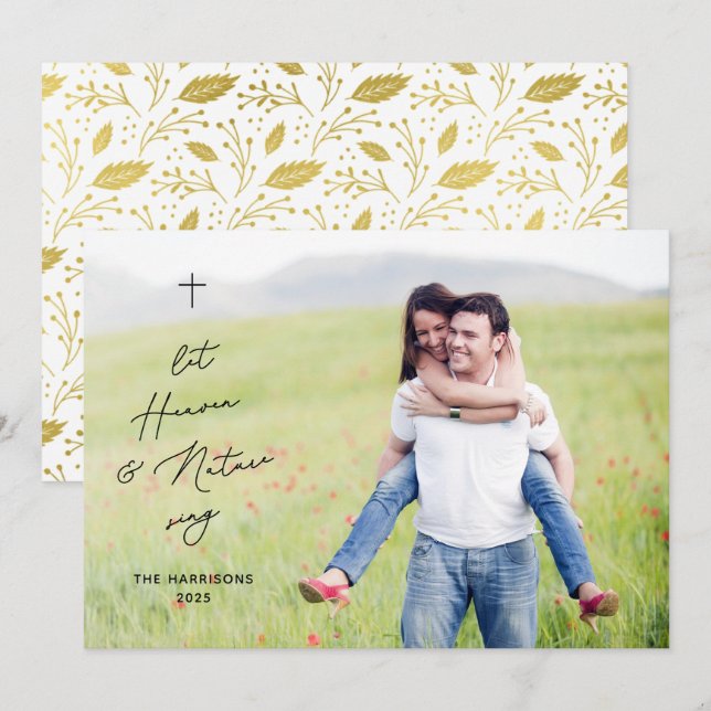 Modern Religiös Jul Himmel & Natur Foto Julkort (Fram/baksida)