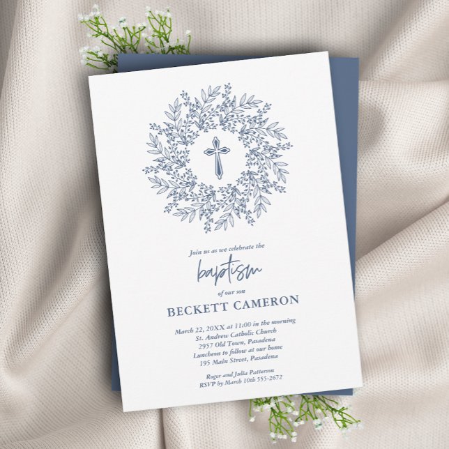 Modern Religiösa Blue Kor Baptism Inbjudningar (Skapare uppladdad)