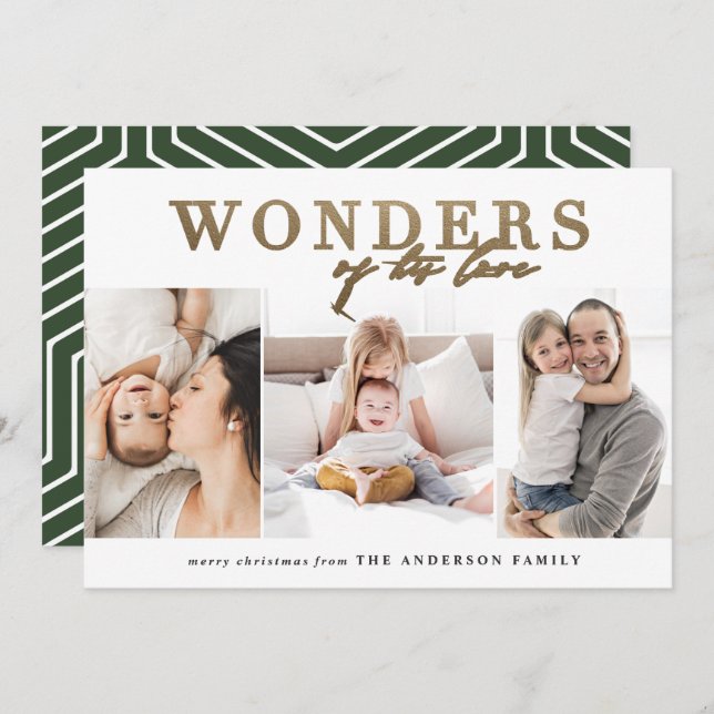 Modern religiösa chic guld multifoto christmas julkort (Fram/baksida)