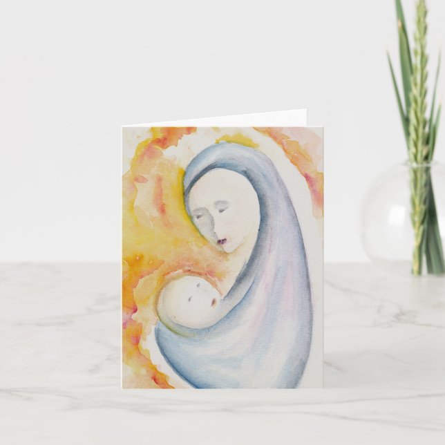 Modern Religiösa Madonna och Child Blank Tack Kort (Framsida)