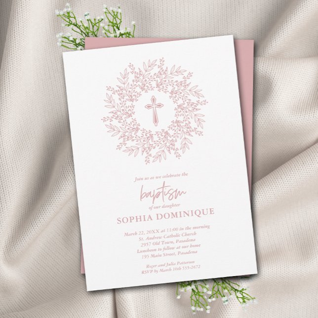 Modern Religiösa Rosa Kor Baptism Inbjudningar (Skapare uppladdad)