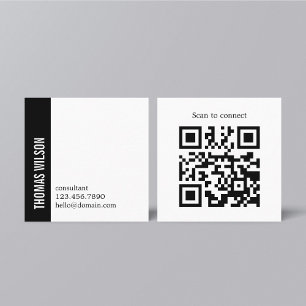 Modern Ren Bold Svart Vit Konsult QR-kod Fyrkantigt Visitkort