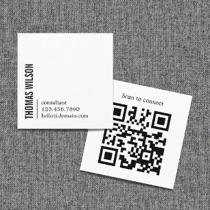 Modern ren djärn svart vit konsult QR-kod Fyrkantigt Visitkort