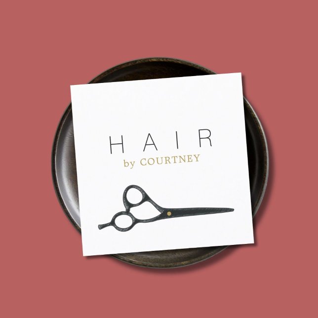 Modern ren Elegant Vit Grått Hair Stylist Fyrkantigt Visitkort (Skapare uppladdad)