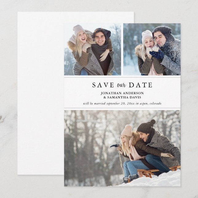 Modern ren fotokollage Spara vårt datum Datumet (Fram/baksida)