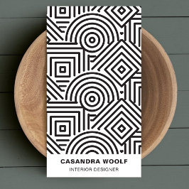 Modern ren geometrisk Mönster Retro-Grått och vit Visitkort