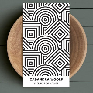 Modern ren geometrisk Mönster Retro-Grått och vit Visitkort