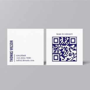 Modern ren och djärv blå-vit konsult QR-kod Fyrkantigt Visitkort