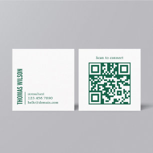 Modern ren och djärv grön-vit konsult QR-kod Fyrkantigt Visitkort