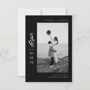 Modern Ren Svart och Vit Fotografi Bröllop Spara T Datumet