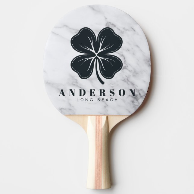 Modern Ren Vit Fyrklöver med Namn Pingisracket (Framsidan)