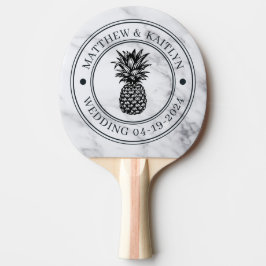 Modern Ren Vit Tallrik Bröllopskrona & Namn Pingisracket