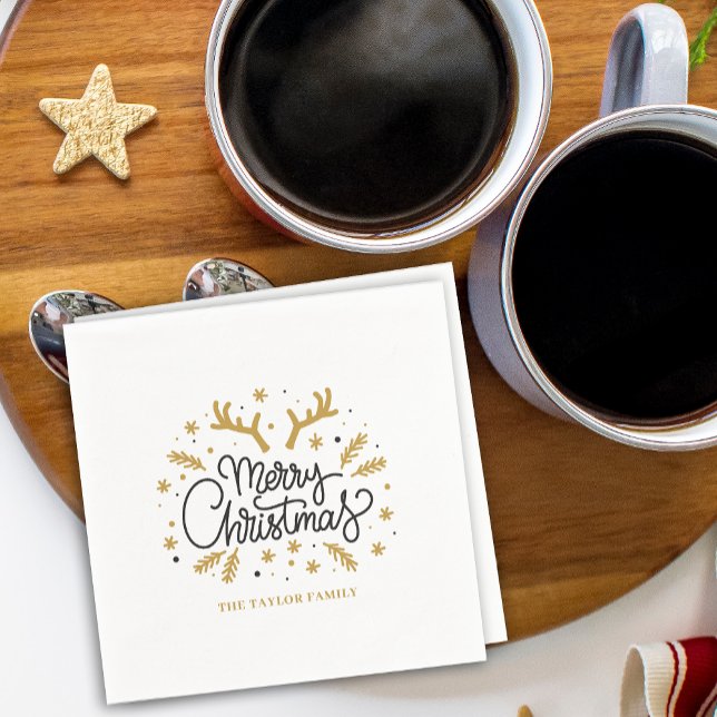 Modern Rener God jul Party Pappersservett (Modern Reindeer Merry Christmas Party Napkins)