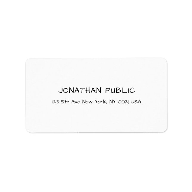 Modern rengör elegant - vit Professionell Adressetikett (Framsidan)