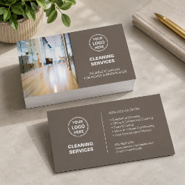 Modern rengöringstjänster Foto Logo Taupe Visitkort