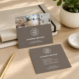 Modern rengöringstjänster Foto Logotyp Taupe Fyrkantigt Visitkort