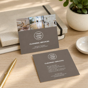 Modern rengöringstjänster Foto Logotyp Taupe Fyrkantigt Visitkort