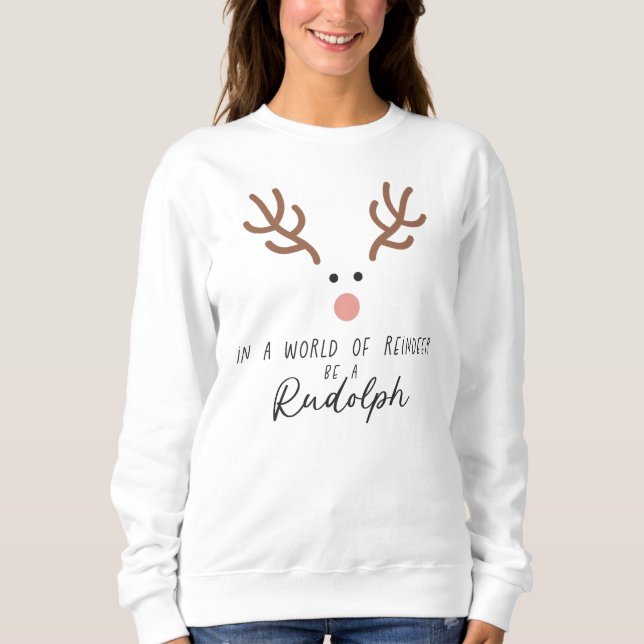 Modern Renhjort Tröja - Var en Rudolf (Framsida)
