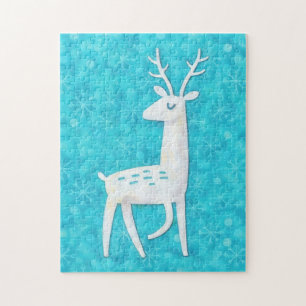 Modern Renhjortskonst Snöflingor Julfirande Pussel